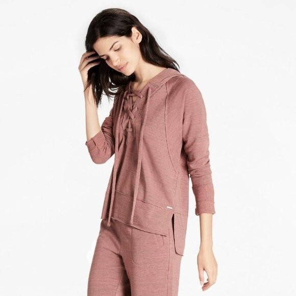 Lucky Brand Fleece Hooded Pullover In Grey Size M - Picture 2 of 14